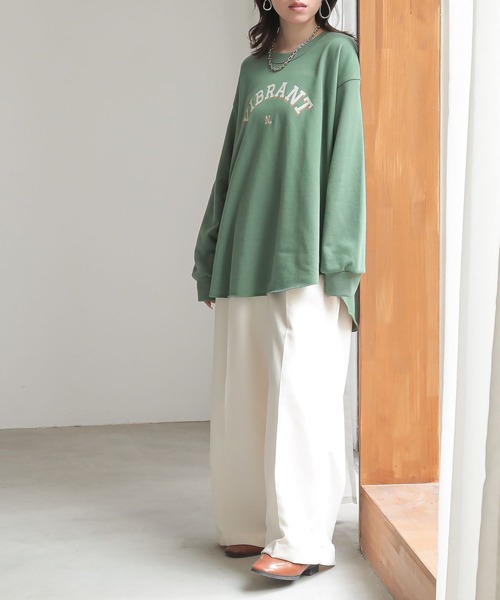 n'OrLABEL(ノアールレーベル)の「カレッジロゴ裏毛スウェット(スウェット・レディース・グリーン/ネイビー/オートミール/杢グレー・FREE)」の9枚目の写真