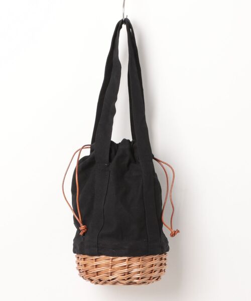 and it_（アンドイット）の「柳×キャンバス生地巾着バッグ（丸底型）（トートバッグ・レディース・アイボリー/ブラック・FREE）」の3枚目の写真