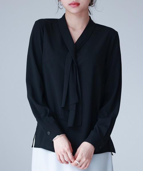 美品✨セオリー シルク100% ボウタイ ブラウス とろみ素材 襟付き 黒 S シルクボウタイブラウス - SOÉJU online store｜上質な大人の女性の