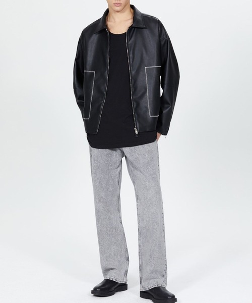 V2（ブイツー）の「V2／8142ステッチレザージャケット（ブルゾン・メンズ・ブラック・LARGE/MEDIUM）」の4枚目の写真