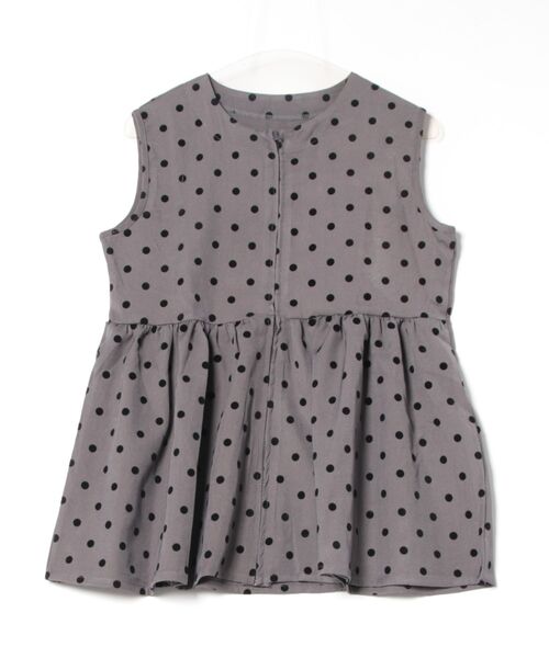 each（イーチ）の「フロッキードットペプラムジップアップノースリベスト（ベスト・レディース・グレー/ブラック/ネイビー・FREE）」の10枚目の写真