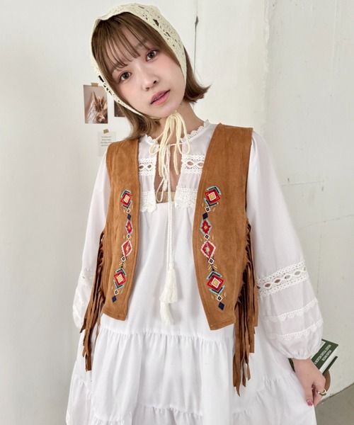 SAYAKADAVIS フリンジベスト FREAK'S STORE ベスト ジレ カットフリンジベスト レディース
