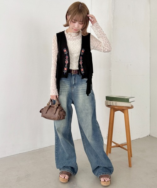 SOLLON.（ソルロン）の「ボヘミアン調刺繍フリンジベスト（ベスト・レディース・ブラウン/ブラック・FREE）」の18枚目の写真