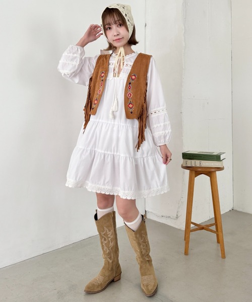 SOLLON.（ソルロン）の「ボヘミアン調刺繍フリンジベスト（ベスト・レディース・ブラウン/ブラック・FREE）」の10枚目の写真