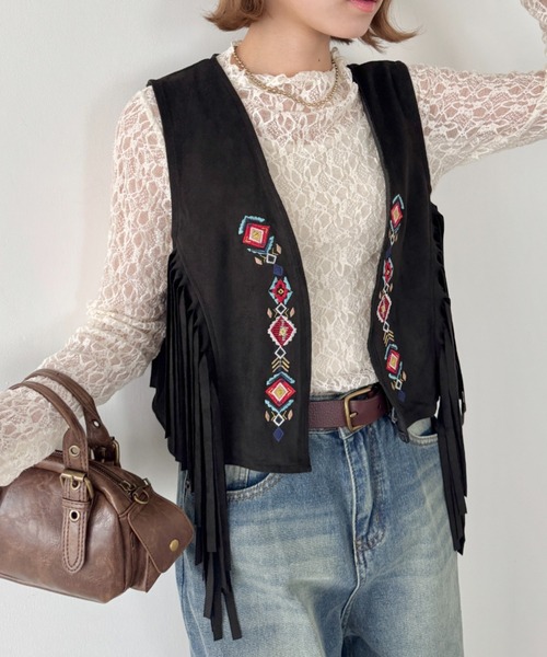 BACKBONE Mサイズ ベスト フリンジ加工 BACKBONE Mサイズ ベスト フリンジ加工 セール】ボヘミアン調
