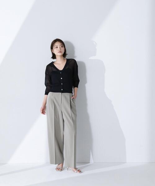 NATURAL BEAUTY BASIC(ナチュラルビューティーベーシック)の「◇Vネックシアーリブカーディガン(カーディガン/ボレロ・レディース・ダークブルー/オフホワイト/ブラック・FREE)」の15枚目の写真