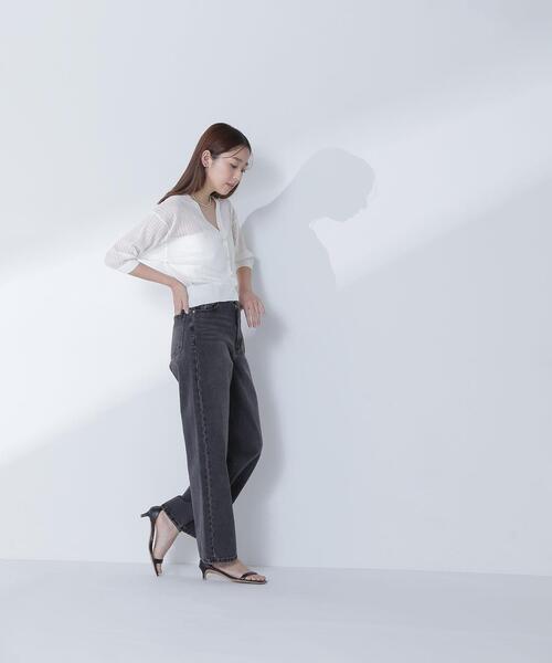 NATURAL BEAUTY BASIC(ナチュラルビューティーベーシック)の「◇Vネックシアーリブカーディガン(カーディガン/ボレロ・レディース・ダークブルー/オフホワイト/ブラック・FREE)」の22枚目の写真