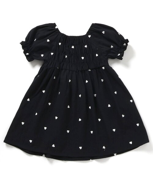 apres les cours（アプレレクール）の「【ジュニア対応】ハート刺繍シャーリングワンピース（ワンピース・キッズ・ブラック/インディゴブルー・140/130/120/110/100/90/80）」の2枚目の写真