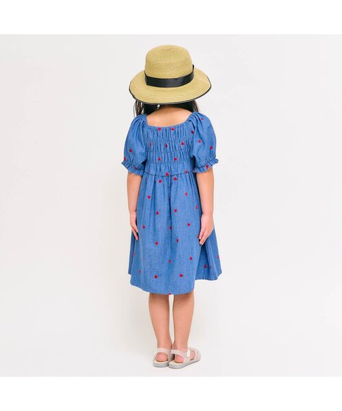 apres les cours（アプレレクール）の「【ジュニア対応】ハート刺繍シャーリングワンピース（ワンピース・キッズ・ブラック/インディゴブルー・140/130/120/110/100/90/80）」の4枚目の写真