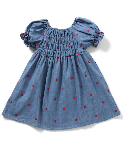 apres les cours（アプレレクール）の「【ジュニア対応】ハート刺繍シャーリングワンピース（ワンピース・キッズ・ブラック/インディゴブルー・140/130/120/110/100/90/80）」の5枚目の写真