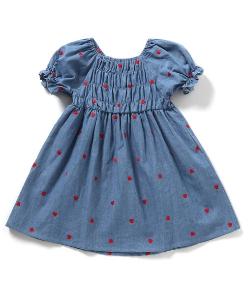 apres les cours（アプレレクール）の「【ジュニア対応】ハート刺繍シャーリングワンピース（ワンピース・キッズ・ブラック/インディゴブルー・140/130/120/110/100/90/80）」の6枚目の写真