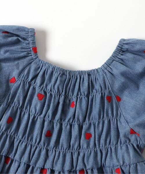 apres les cours（アプレレクール）の「【ジュニア対応】ハート刺繍シャーリングワンピース（ワンピース・キッズ・ブラック/インディゴブルー・140/130/120/110/100/90/80）」の7枚目の写真