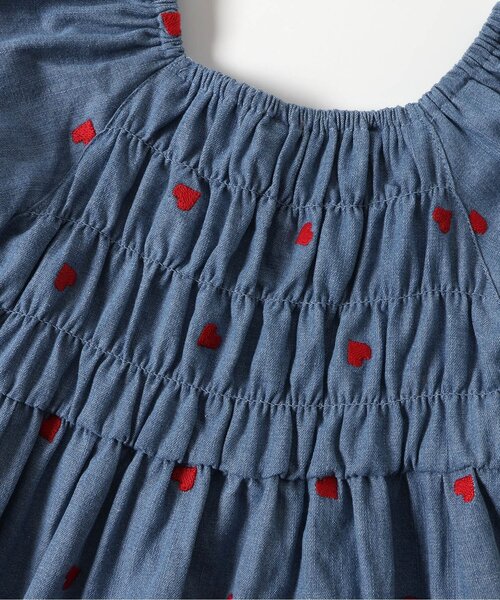 apres les cours（アプレレクール）の「【ジュニア対応】ハート刺繍シャーリングワンピース（ワンピース・キッズ・ブラック/インディゴブルー・140/130/120/110/100/90/80）」の9枚目の写真