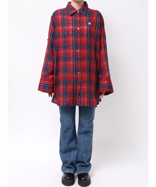 jouetie(ジュエティ)の「ルーズガーゼチェックシャツ(シャツ/ブラウス・レディース・ブラック/ブラウン/レッド・MEDIUM)」の18枚目の写真