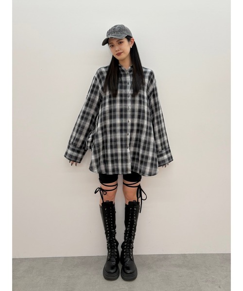 jouetie(ジュエティ)の「ルーズガーゼチェックシャツ(シャツ/ブラウス・レディース・ブラック/ブラウン/レッド・MEDIUM)」の5枚目の写真
