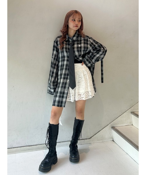 jouetie(ジュエティ)の「ルーズガーゼチェックシャツ(シャツ/ブラウス・レディース・ブラック/ブラウン/レッド・MEDIUM)」の7枚目の写真