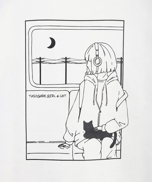 WESTSEA(ウエストシー)の「TASOGARE GIRL & CAT フェイクスエード オーバーサイズ 半袖カットソー(Tシャツ/カットソー・メンズ・オフホワイト/グレー/チャコールグレー/グレー系その他/チャコール/ホワイト系その他・M/L)」の17枚目の写真