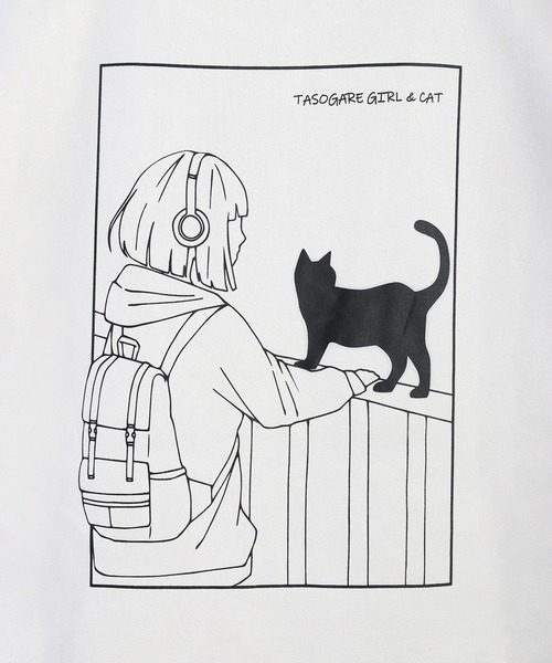 WESTSEA(ウエストシー)の「TASOGARE GIRL & CAT フェイクスエード オーバーサイズ 半袖カットソー(Tシャツ/カットソー・メンズ・オフホワイト/グレー/チャコールグレー/グレー系その他/チャコール/ホワイト系その他・M/L)」の19枚目の写真