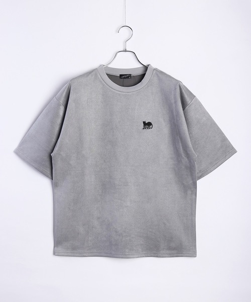 WESTSEA(ウエストシー)の「TASOGARE GIRL & CAT フェイクスエード オーバーサイズ 半袖カットソー(Tシャツ/カットソー・メンズ・オフホワイト/グレー/チャコールグレー/グレー系その他/チャコール/ホワイト系その他・M/L)」の10枚目の写真