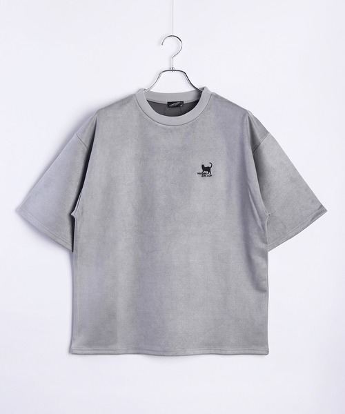 WESTSEA(ウエストシー)の「TASOGARE GIRL & CAT フェイクスエード オーバーサイズ 半袖カットソー(Tシャツ/カットソー・メンズ・オフホワイト/グレー/チャコールグレー/グレー系その他/チャコール/ホワイト系その他・M/L)」の13枚目の写真