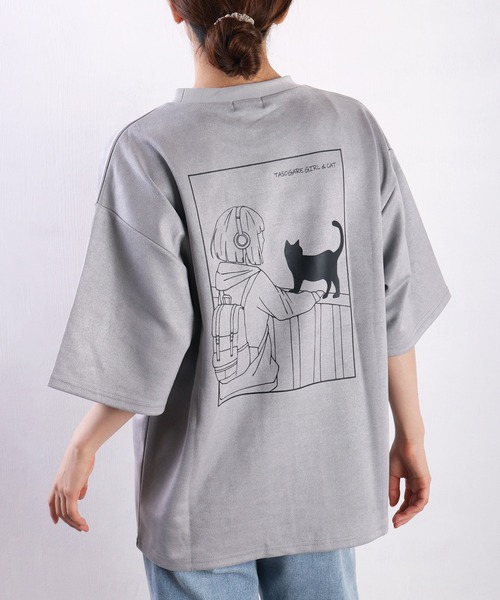 TASOGARE GIRL & CAT フェイクスエード オーバーサイズ 半袖カットソー TASOGARE GIRL & CAT フェイクスエード オーバーサイズ 半袖カットソー
