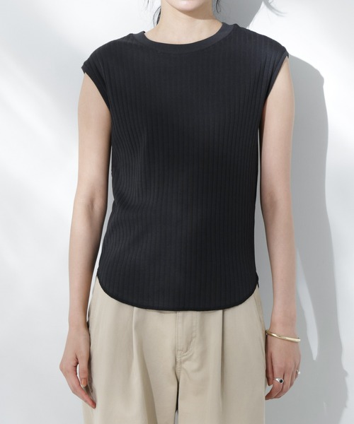 NANO universe（ナノユニバース）の「Anti Soaked(R) 汗染み防止リブノースリーブTシャツ（セットアップ可）（Tシャツ/カットソー・レディース・ブラック/カーキ/アイボリー/チャコール・S/M）」の13枚目の写真