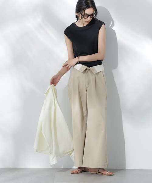 NANO universe（ナノユニバース）の「Anti Soaked(R) 汗染み防止リブノースリーブTシャツ（セットアップ可）（Tシャツ/カットソー・レディース・ブラック/カーキ/アイボリー/チャコール・S/M）」の10枚目の写真