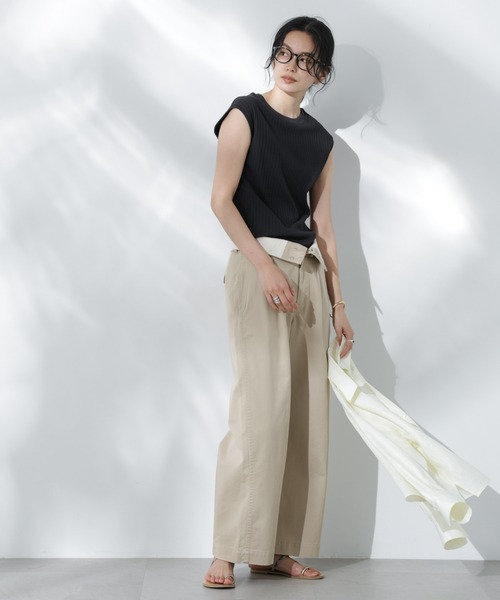 NANO universe（ナノユニバース）の「Anti Soaked(R) 汗染み防止リブノースリーブTシャツ（セットアップ可）（Tシャツ/カットソー・レディース・ブラック/カーキ/アイボリー/チャコール・S/M）」の11枚目の写真