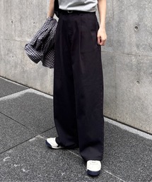 2タックコットンツイルストレートパンツ