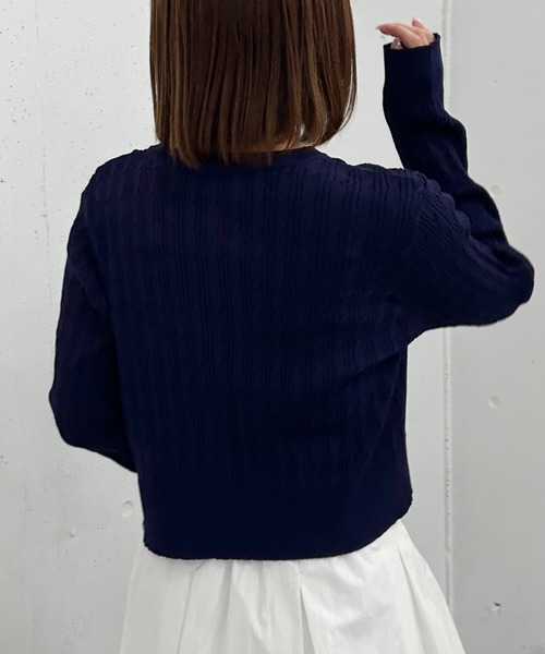 archives(アルシーヴ)の「細ケーブルライトニットカーディガン(カーディガン/ボレロ・レディース・ネイビー/グレー/ブルー/ピンク/アイボリー・MEDIUM)」の9枚目の写真