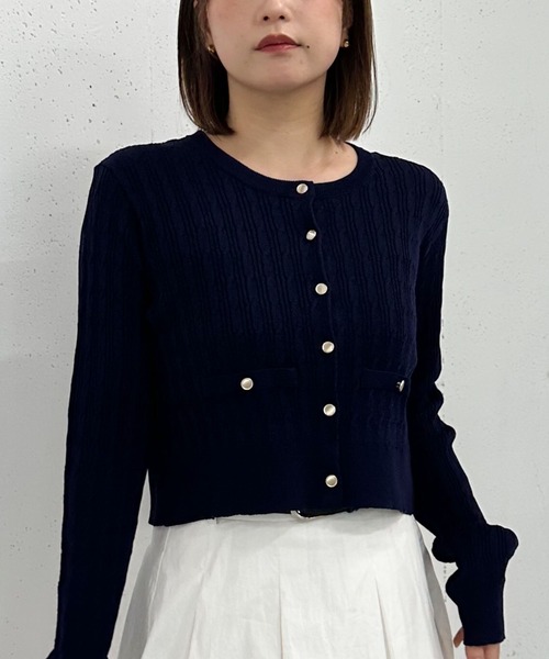 archives(アルシーヴ)の「細ケーブルライトニットカーディガン(カーディガン/ボレロ・レディース・ネイビー/グレー/ブルー/ピンク/アイボリー・MEDIUM)」の8枚目の写真