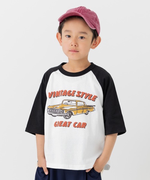 chil2（チルツー）の「綿100％ プリント ラグラン 半袖Tシャツ（Tシャツ/カットソー・キッズ・A/B/C/D/E/F/G/H/I/J/K/L/M/N/O/P/Q/R/S/T・130cm/140cm/80ｃｍ/90cm/110cm/100cm/120cm）」の2枚目の写真