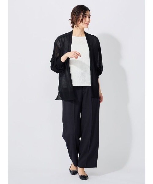 パーフェクトスーツファクトリー Perfect Suit FActory バルーン袖 シアーカーディガン （ブルー） パーフェクトスーツファクトリー Perfect Suit FActory バルーン