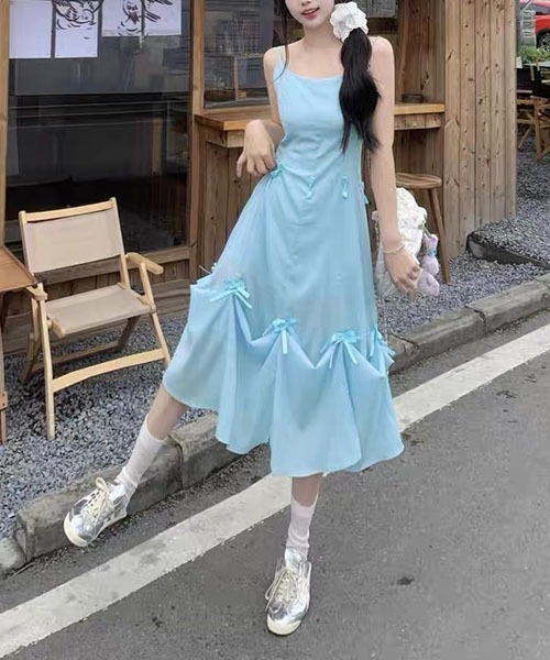 gossip!ロサンゼルス(ゴシップロサンゼルス)の「Y2K 2WAY リボンワンピース(ワンピース・レディース・ブルー/ブラック・S/M)」の14枚目の写真