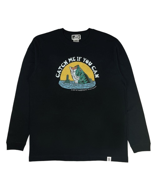 NOTHINKER(ノーシンカー)の「CATCH ME IF YOU CAN Long T-shirt(Tシャツ/カットソー・メンズ・スモーキーグリーン系/ブラック・LARGE/X-LARGE/MEDIUM/SMALL/XX-LARGE)」の1枚目の写真