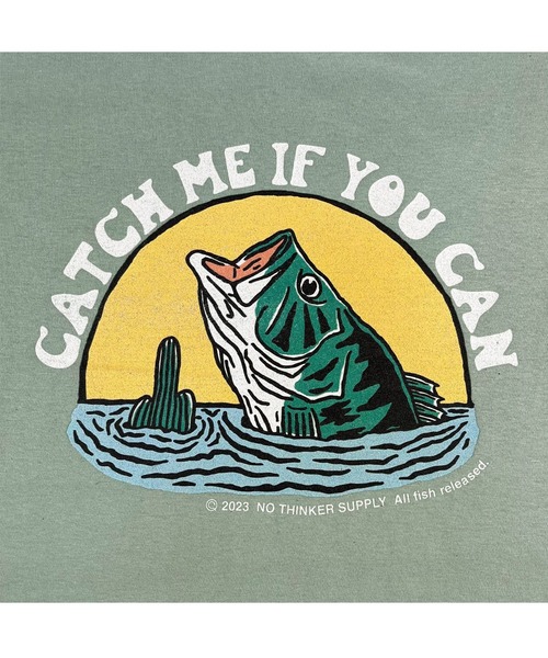 NOTHINKER(ノーシンカー)の「CATCH ME IF YOU CAN Long T-shirt(Tシャツ/カットソー・メンズ・スモーキーグリーン系/ブラック・LARGE/X-LARGE/MEDIUM/SMALL/XX-LARGE)」の7枚目の写真