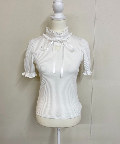 MA*RS(アメーバーマーズ)の「ワントーンハートくり抜きテレコトップス(Tシャツ/カットソー・レディース・ピンク/ホワイト/ブラック/ブラック×ホワイト/ブラック×ブラック/ホワイト×ホワイト/ピンク系その他/グレー・FREE)」の15枚目の写真