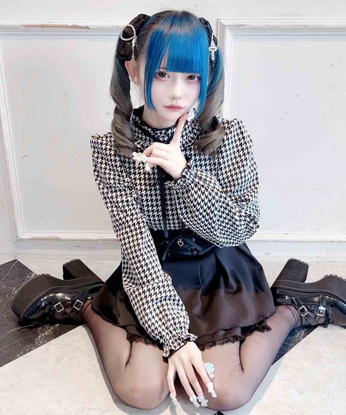 ♡MARS ハートくり抜きテレコトップス 黒 ブラック♡ MA*RS】ワントーンハートくり抜きテレコトップス - ブラック