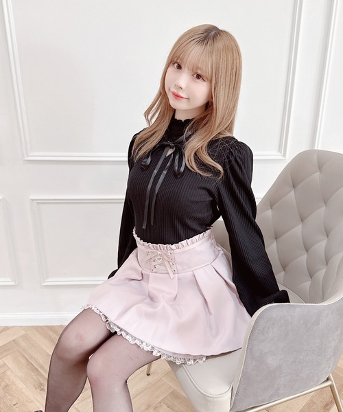 セール】ワントーンハートくり抜きテレコトップス（Tシャツ/カットソー