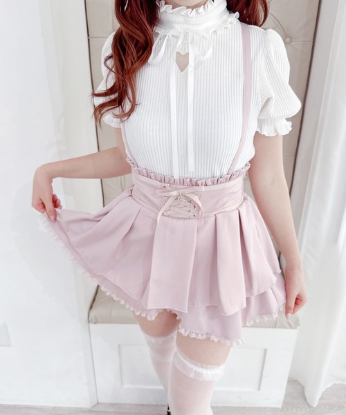 MA*RS(アメーバーマーズ)の「ワントーンハートくり抜きテレコトップス(Tシャツ/カットソー・レディース・ピンク/ホワイト/ブラック/ブラック×ホワイト/ブラック×ブラック/ホワイト×ホワイト/ピンク系その他/グレー・FREE)」の9枚目の写真