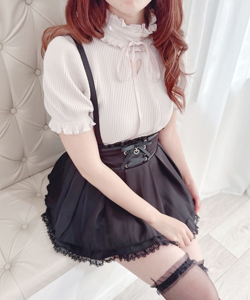 セール】ワントーンハートくり抜きテレコトップス（Tシャツ