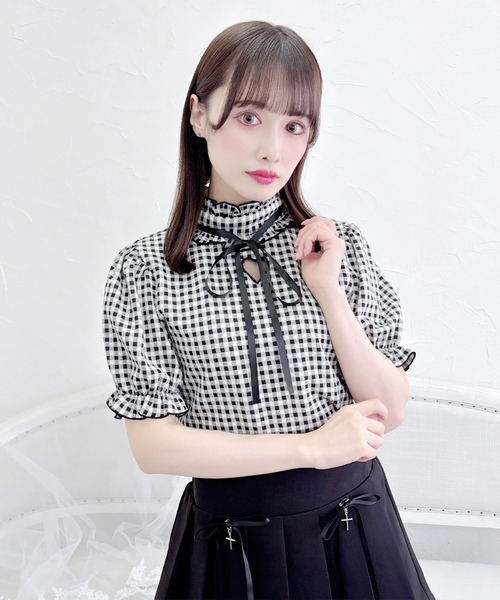 セール】ワントーンハートくり抜きテレコトップス（Tシャツ