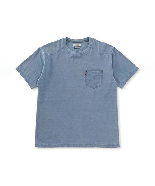 HOLLYWOOD RANCH MARKET(ハリウッドランチマーケット)の「CS0027 INDIGO DYEDアメリカンヴィンテージウエスタンショートスリーブT(Tシャツ/カットソー・メンズ・インディゴブルー・MEDIUM/SMALL/X-LARGE/LARGE)」の1枚目の写真