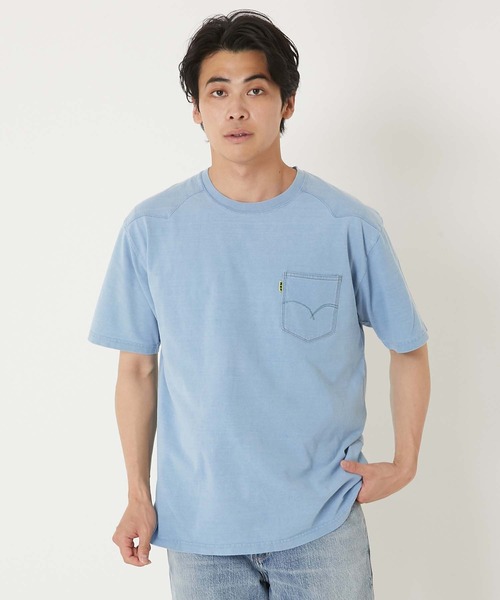 HOLLYWOOD RANCH MARKET(ハリウッドランチマーケット)の「CS0027 INDIGO DYEDアメリカンヴィンテージウエスタンショートスリーブT(Tシャツ/カットソー・メンズ・インディゴブルー・MEDIUM/SMALL/X-LARGE/LARGE)」の2枚目の写真