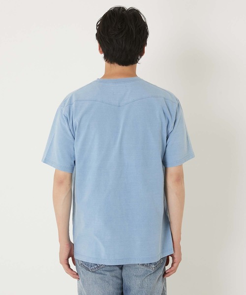 HOLLYWOOD RANCH MARKET(ハリウッドランチマーケット)の「CS0027 INDIGO DYEDアメリカンヴィンテージウエスタンショートスリーブT(Tシャツ/カットソー・メンズ・インディゴブルー・MEDIUM/SMALL/X-LARGE/LARGE)」の4枚目の写真
