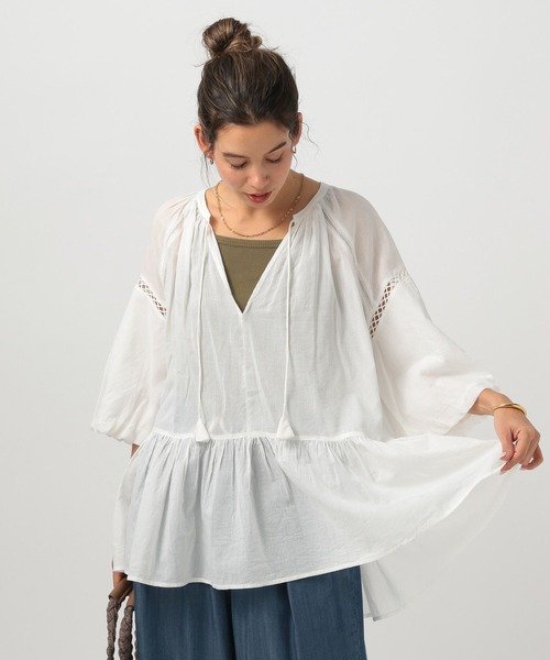 BAYFLOW(ベイフロー)の「インディアンEMBブラウス(シャツ/ブラウス・レディース・オフホワイト/ブラック/ピンク・FREE)」の7枚目の写真