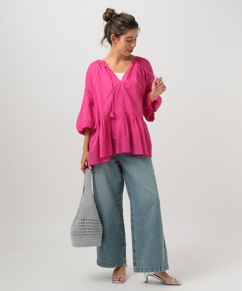 BAYFLOW(ベイフロー)の「インディアンEMBブラウス(シャツ/ブラウス・レディース・オフホワイト/ブラック/ピンク・FREE)」の11枚目の写真