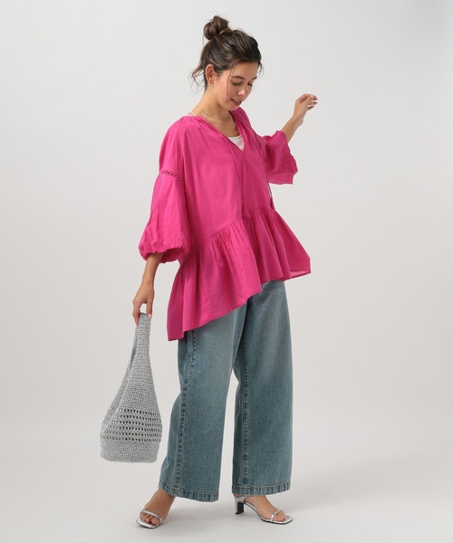 BAYFLOW(ベイフロー)の「インディアンEMBブラウス(シャツ/ブラウス・レディース・オフホワイト/ブラック/ピンク・FREE)」の13枚目の写真