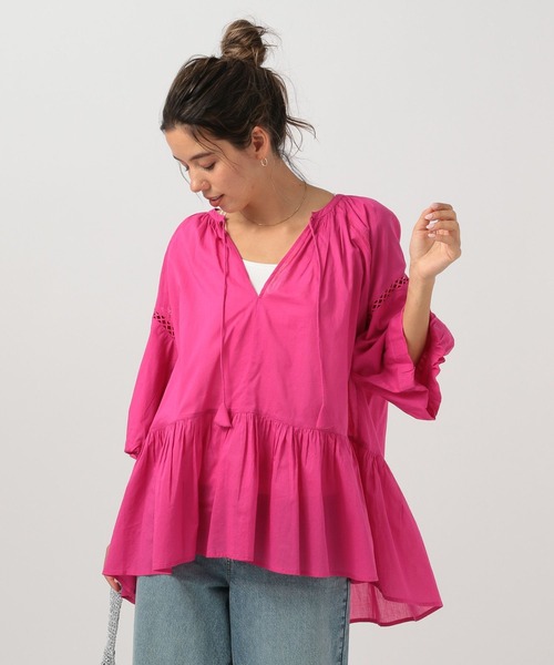 BAYFLOW(ベイフロー)の「インディアンEMBブラウス(シャツ/ブラウス・レディース・オフホワイト/ブラック/ピンク・FREE)」の14枚目の写真