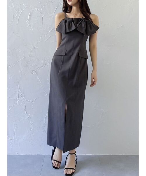 dazzlin（ダズリン）の「ツインリボンディティールワンピース（ワンピース・レディース・ブラウン/チャコールグレー・MEDIUM/SMALL）」の2枚目の写真